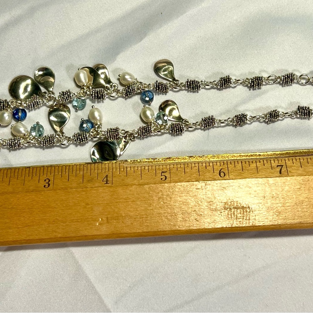 Starry Night by Michael Dawkins, 925 Sterling silver w/pearls & blue topaz. - Picture 12 of 16